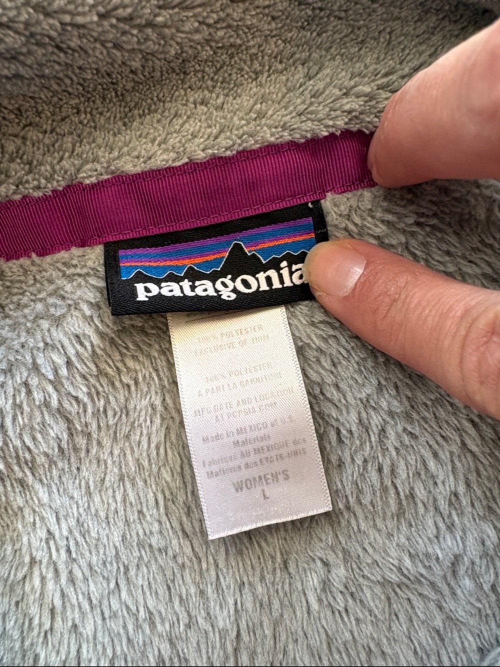 Patagonia Gray Fleece Jacket with Purple Trim - Picture 2 of 4